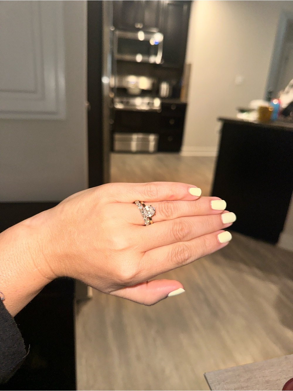 Gold Cubic Zirconia Oval Solitaire and Eternity Band Set - Gold - Picture 3 of 9